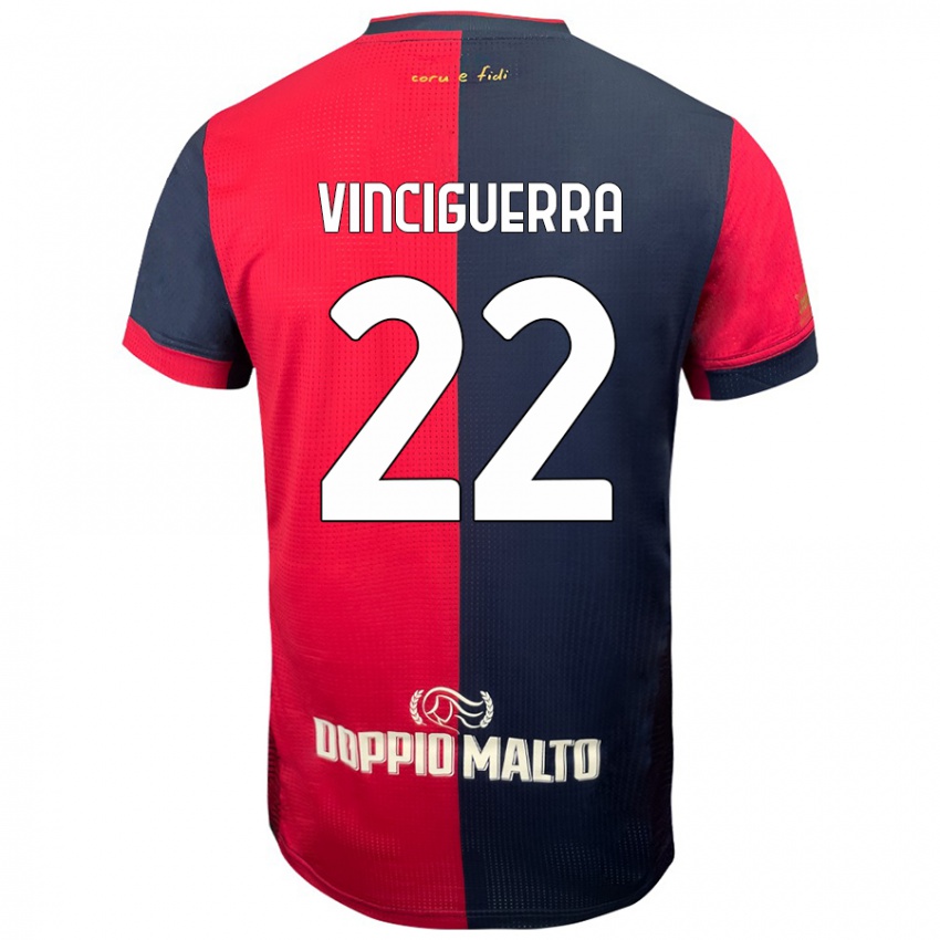 Niño Camiseta Alessandro Vinciguerra #22 Rojo Azul Más Oscuro 1ª Equipación 2024/25 La Camisa Chile