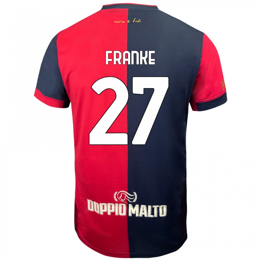 Niño Camiseta Antoni Franke #27 Rojo Azul Más Oscuro 1ª Equipación 2024/25 La Camisa Chile