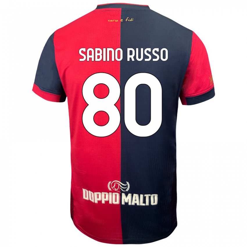 Niño Camiseta Alessandro Sabino Russo #80 Rojo Azul Más Oscuro 1ª Equipación 2024/25 La Camisa Chile