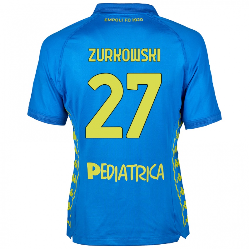 Niño Camiseta Szymon Żurkowski #27 Azul 1ª Equipación 2024/25 La Camisa Chile