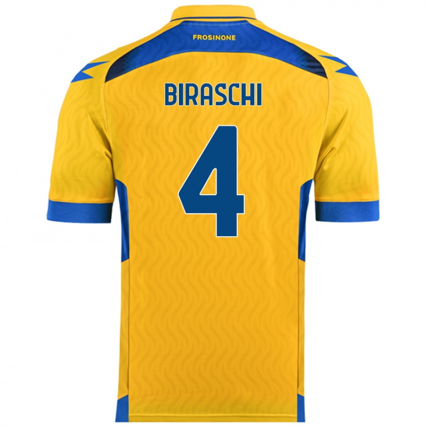 Niño Camiseta Davide Biraschi #4 Amarillo 1ª Equipación 2024/25 La Camisa Chile