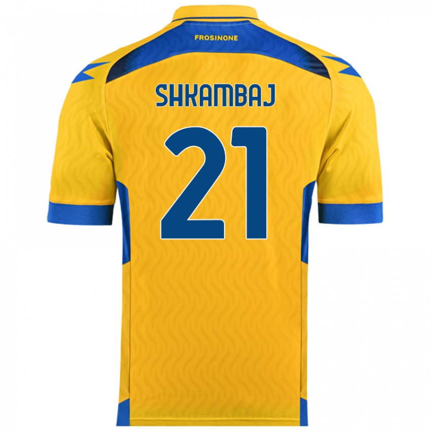 Niño Camiseta Ardit Shkambaj #21 Amarillo 1ª Equipación 2024/25 La Camisa Chile