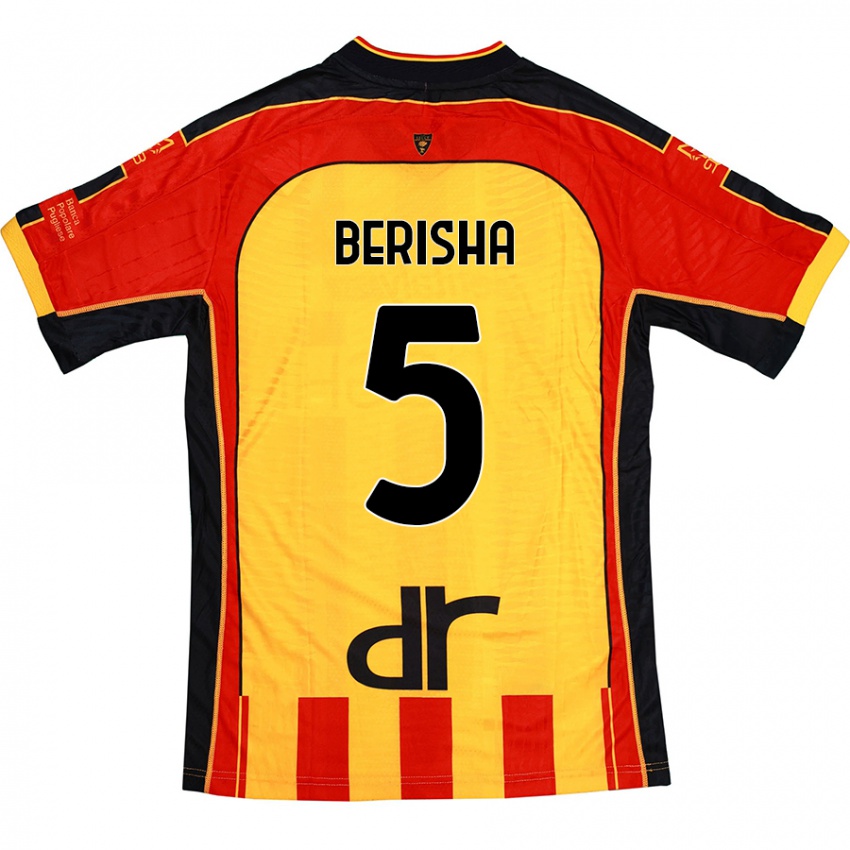 Niño Camiseta Medon Berisha #5 Amarillo Rojo 1ª Equipación 2024/25 La Camisa Chile