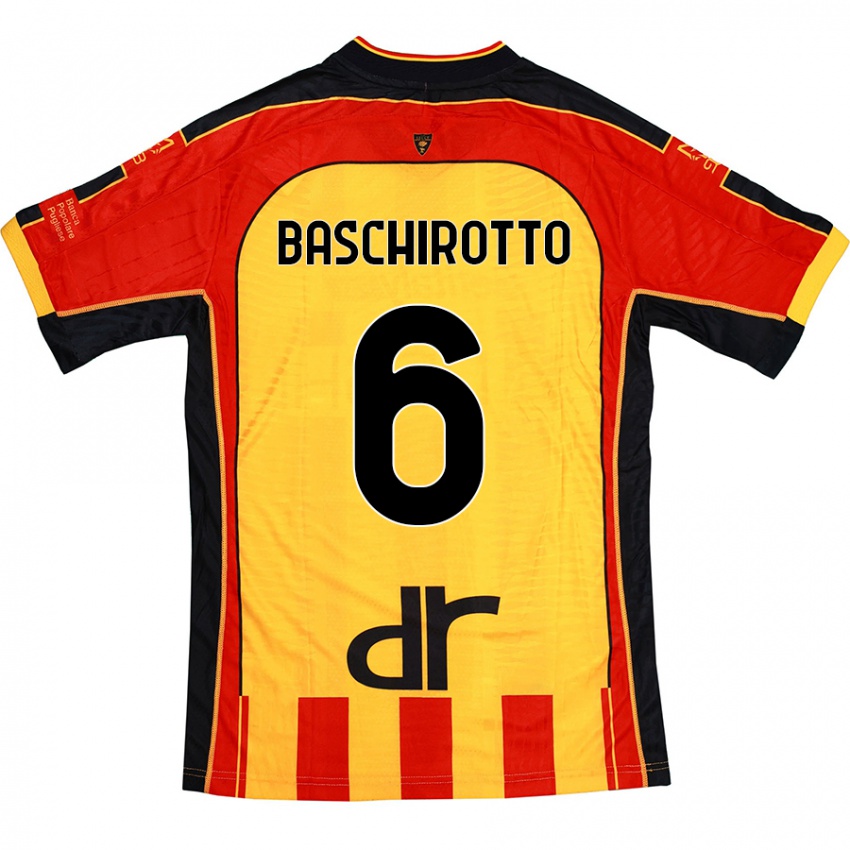 Niño Camiseta Federico Baschirotto #6 Amarillo Rojo 1ª Equipación 2024/25 La Camisa Chile