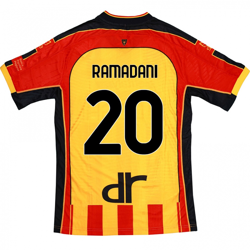 Niño Camiseta Ylber Ramadani #20 Amarillo Rojo 1ª Equipación 2024/25 La Camisa Chile