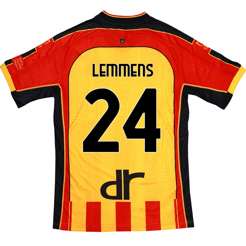 Niño Camiseta Mats Lemmens #24 Amarillo Rojo 1ª Equipación 2024/25 La Camisa Chile