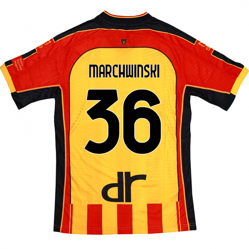 Niño Camiseta Filip Marchwinski #36 Amarillo Rojo 1ª Equipación 2024/25 La Camisa Chile