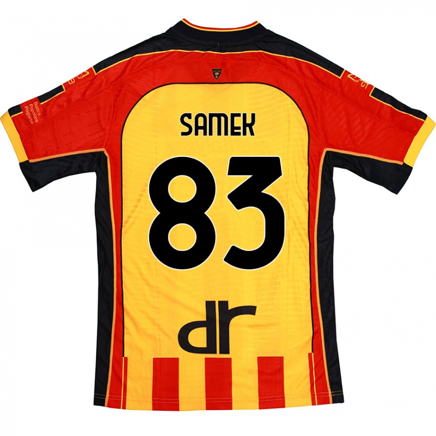 Niño Camiseta Daniel Samek #83 Amarillo Rojo 1ª Equipación 2024/25 La Camisa Chile