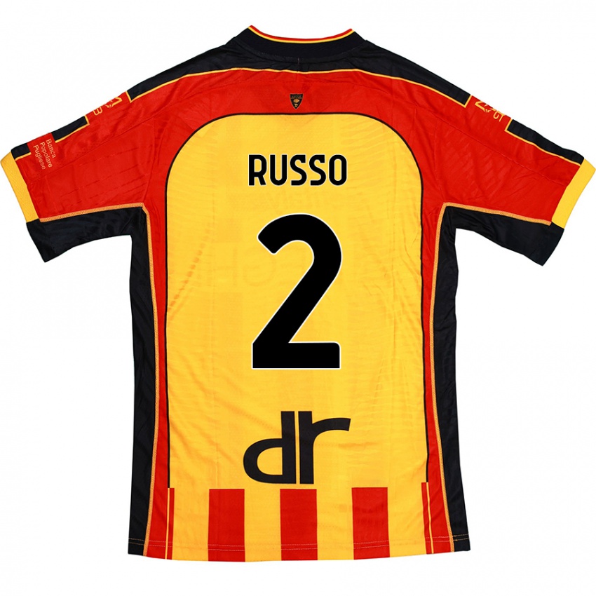 Niño Camiseta Luca Russo #2 Amarillo Rojo 1ª Equipación 2024/25 La Camisa Chile