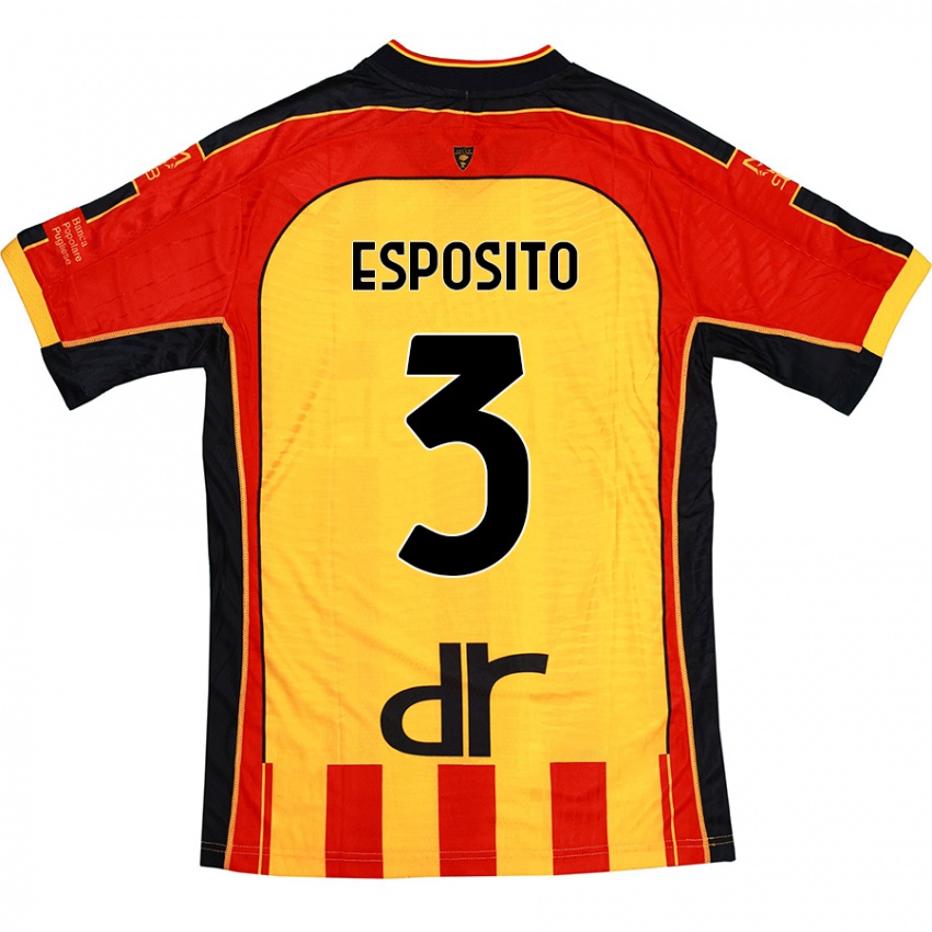 Niño Camiseta Sebastian Esposito #3 Amarillo Rojo 1ª Equipación 2024/25 La Camisa Chile