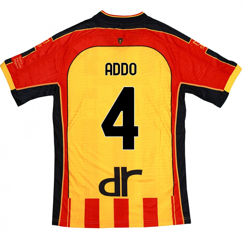 Niño Camiseta Vernon Addo #4 Amarillo Rojo 1ª Equipación 2024/25 La Camisa Chile