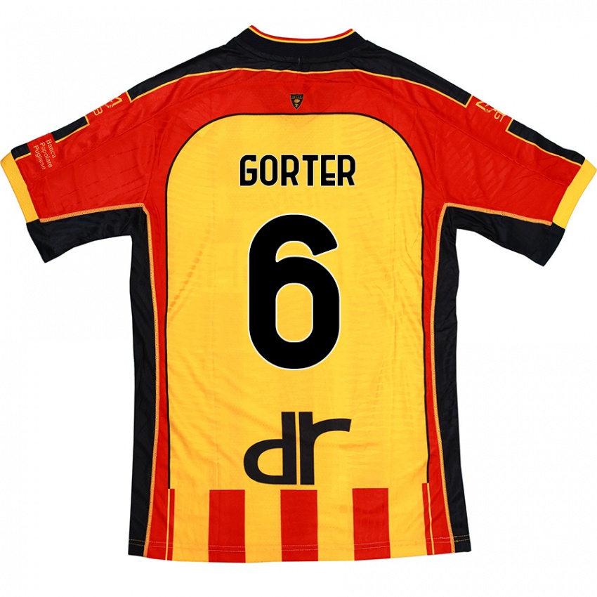 Niño Camiseta Olaf Gorter #6 Amarillo Rojo 1ª Equipación 2024/25 La Camisa Chile