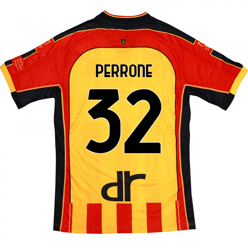 Niño Camiseta Samuele Perrone #32 Amarillo Rojo 1ª Equipación 2024/25 La Camisa Chile