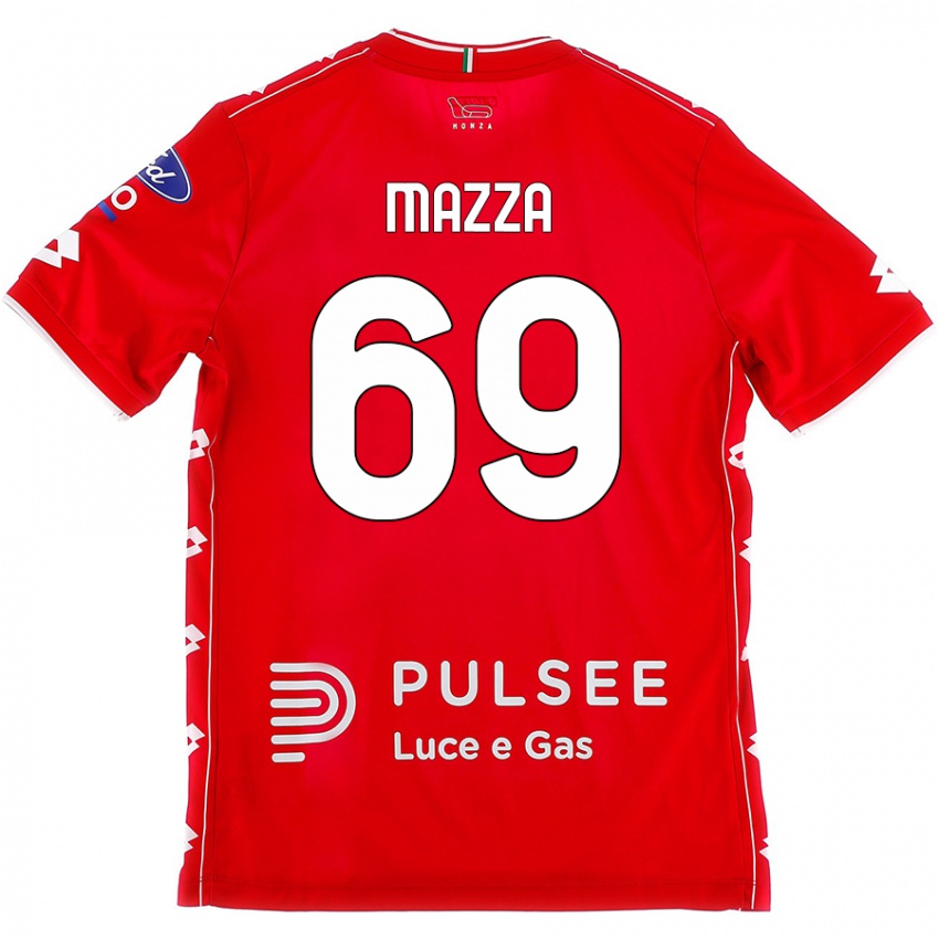 Niño Camiseta Andrea Mazza #69 Rojo Blanco 1ª Equipación 2024/25 La Camisa Chile