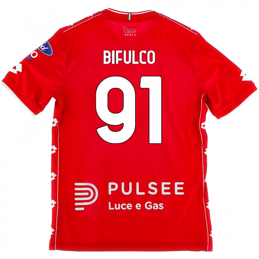 Niño Camiseta Davide Bifulco #91 Rojo Blanco 1ª Equipación 2024/25 La Camisa Chile