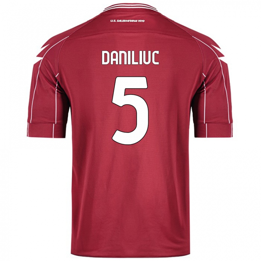 Niño Camiseta Flavius Daniliuc #5 Borgoña 1ª Equipación 2024/25 La Camisa Chile