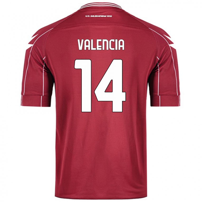 Niño Camiseta Diego Valencia #14 Borgoña 1ª Equipación 2024/25 La Camisa Chile