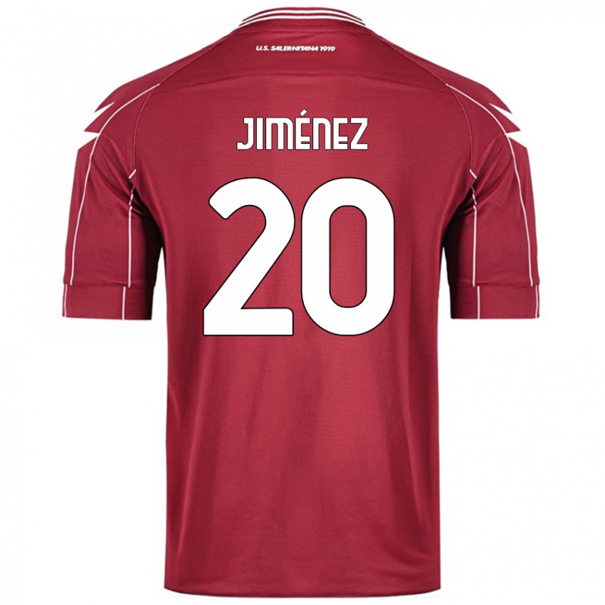 Niño Camiseta Kaleb Jiménez #20 Borgoña 1ª Equipación 2024/25 La Camisa Chile