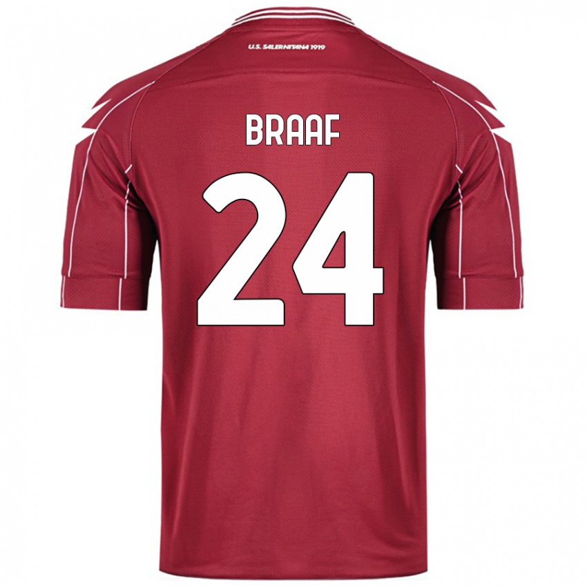 Niño Camiseta Jayden Braaf #24 Borgoña 1ª Equipación 2024/25 La Camisa Chile