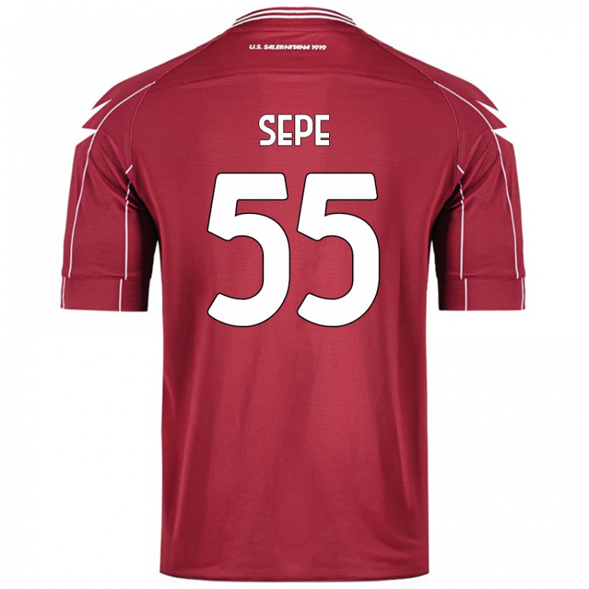 Niño Camiseta Luigi Sepe #55 Borgoña 1ª Equipación 2024/25 La Camisa Chile