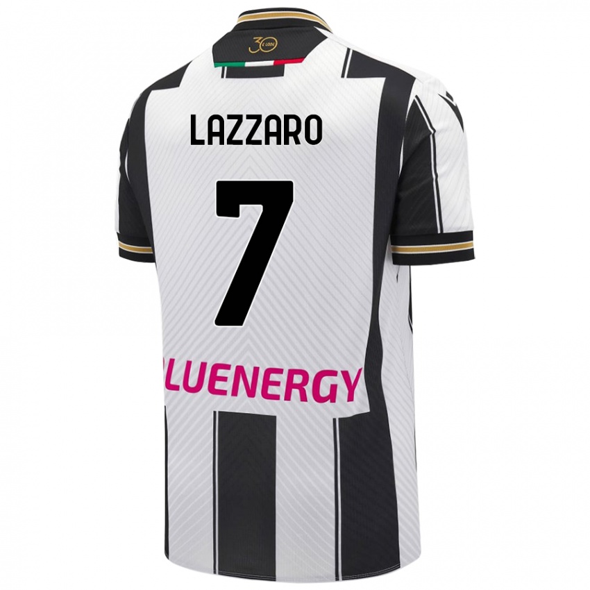 Niño Camiseta Davide Lazzaro #7 Blanco Negro 1ª Equipación 2024/25 La Camisa Chile