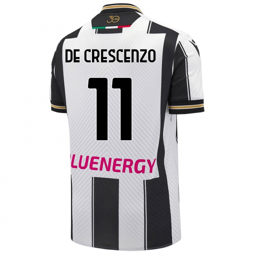 Niño Camiseta Marco De Crescenzo #11 Blanco Negro 1ª Equipación 2024/25 La Camisa Chile