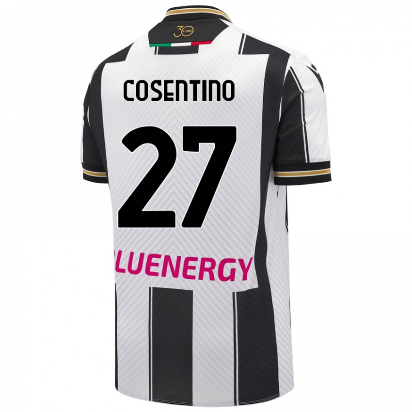 Niño Camiseta Sergio Cosentino #27 Blanco Negro 1ª Equipación 2024/25 La Camisa Chile