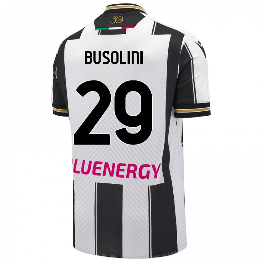 Niño Camiseta Alessandro Busolini #29 Blanco Negro 1ª Equipación 2024/25 La Camisa Chile