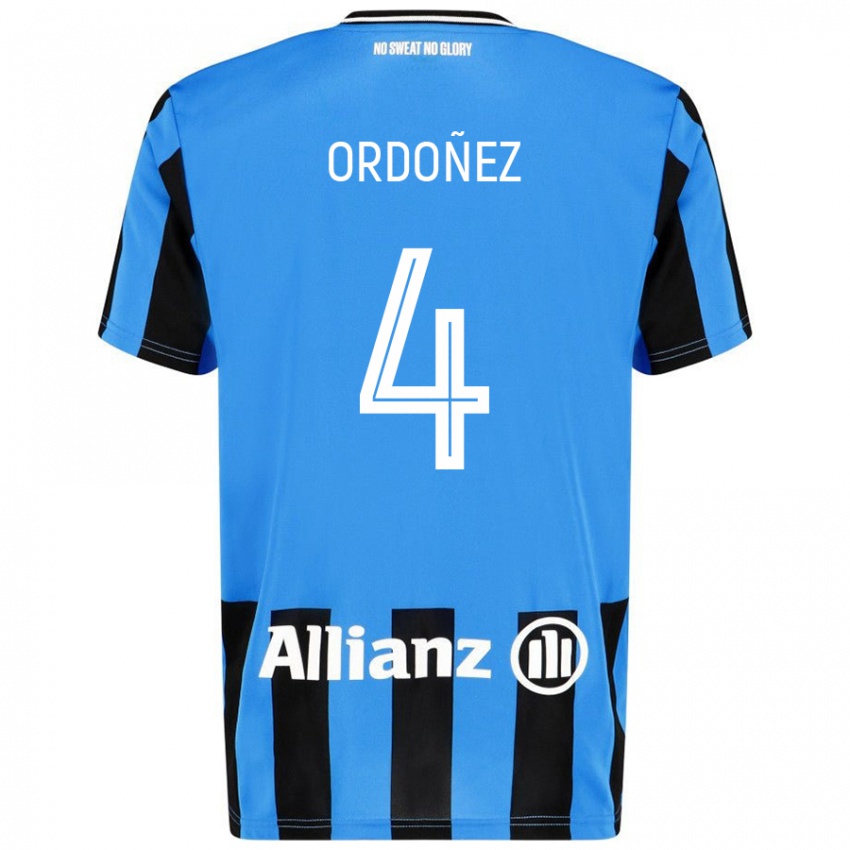 Niño Camiseta Joel Ordóñez #4 Azul Cielo Negro 1ª Equipación 2024/25 La Camisa Chile