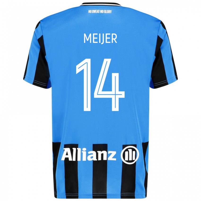 Niño Camiseta Bjorn Meijer #14 Azul Cielo Negro 1ª Equipación 2024/25 La Camisa Chile