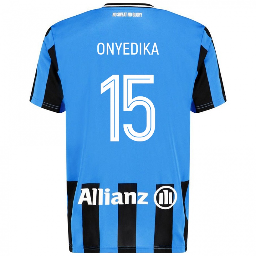 Niño Camiseta Raphael Onyedika #15 Azul Cielo Negro 1ª Equipación 2024/25 La Camisa Chile