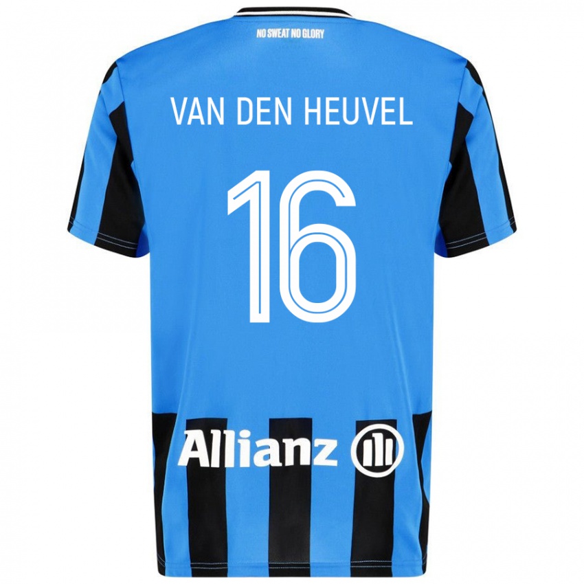 Niño Camiseta Dani Van Den Heuvel #16 Azul Cielo Negro 1ª Equipación 2024/25 La Camisa Chile