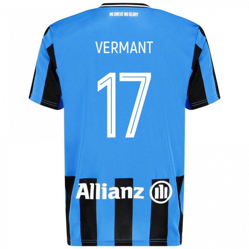 Niño Camiseta Romeo Vermant #17 Azul Cielo Negro 1ª Equipación 2024/25 La Camisa Chile