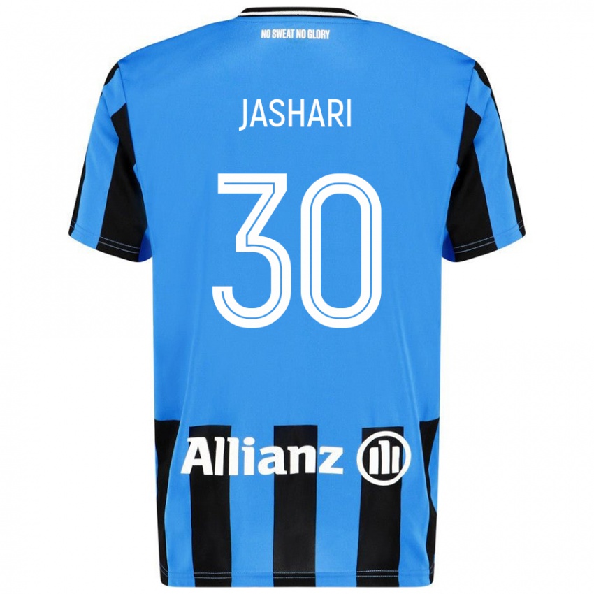 Niño Camiseta Ardon Jashari #30 Azul Cielo Negro 1ª Equipación 2024/25 La Camisa Chile