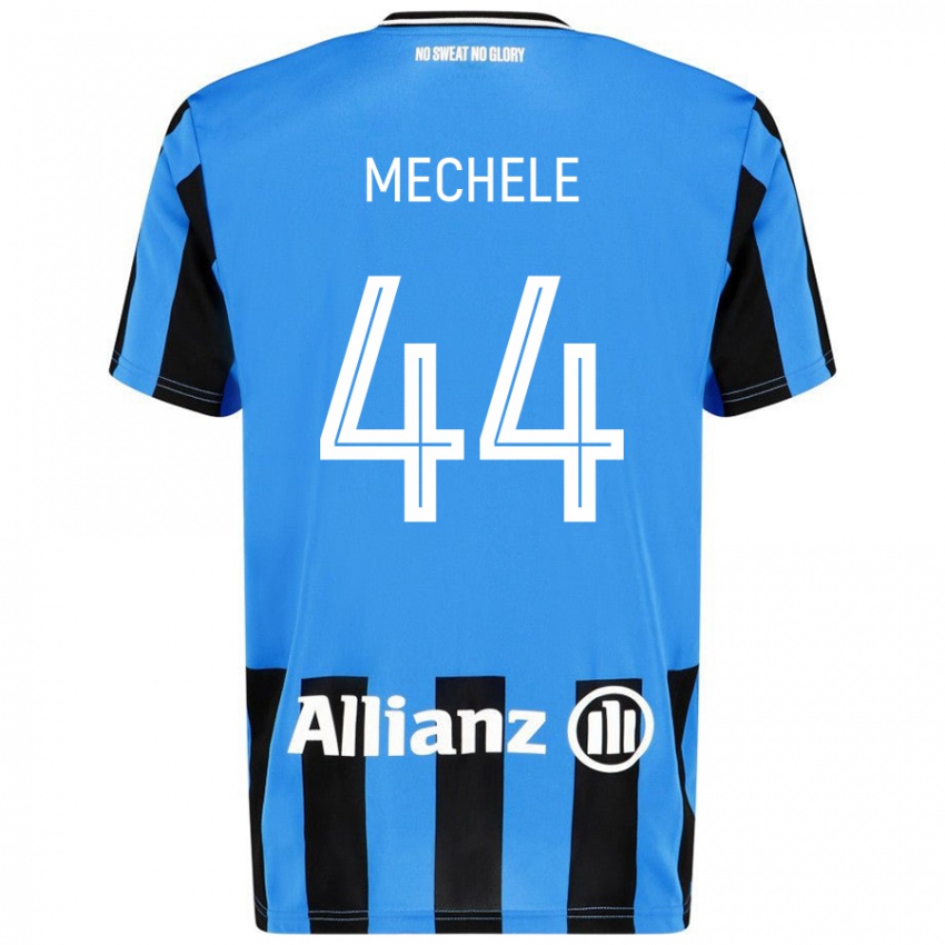 Niño Camiseta Brandon Mechele #44 Azul Cielo Negro 1ª Equipación 2024/25 La Camisa Chile