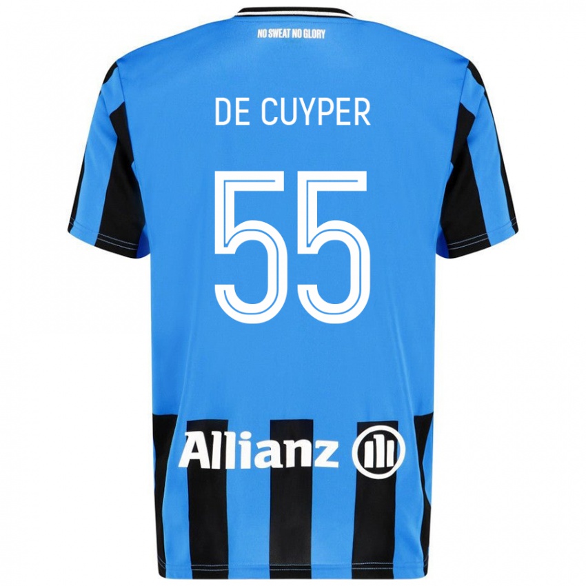 Niño Camiseta Maxim De Cuyper #55 Azul Cielo Negro 1ª Equipación 2024/25 La Camisa Chile