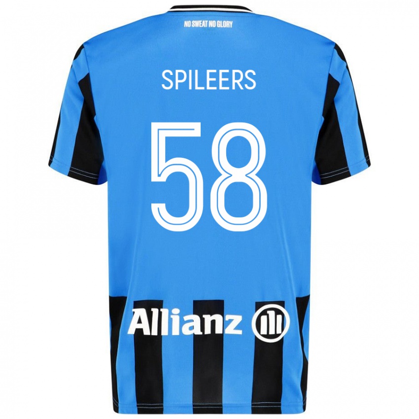 Niño Camiseta Jorne Spileers #58 Azul Cielo Negro 1ª Equipación 2024/25 La Camisa Chile