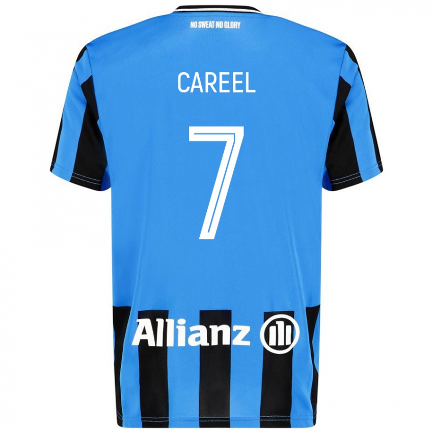 Niño Camiseta Oona Careel #7 Azul Cielo Negro 1ª Equipación 2024/25 La Camisa Chile