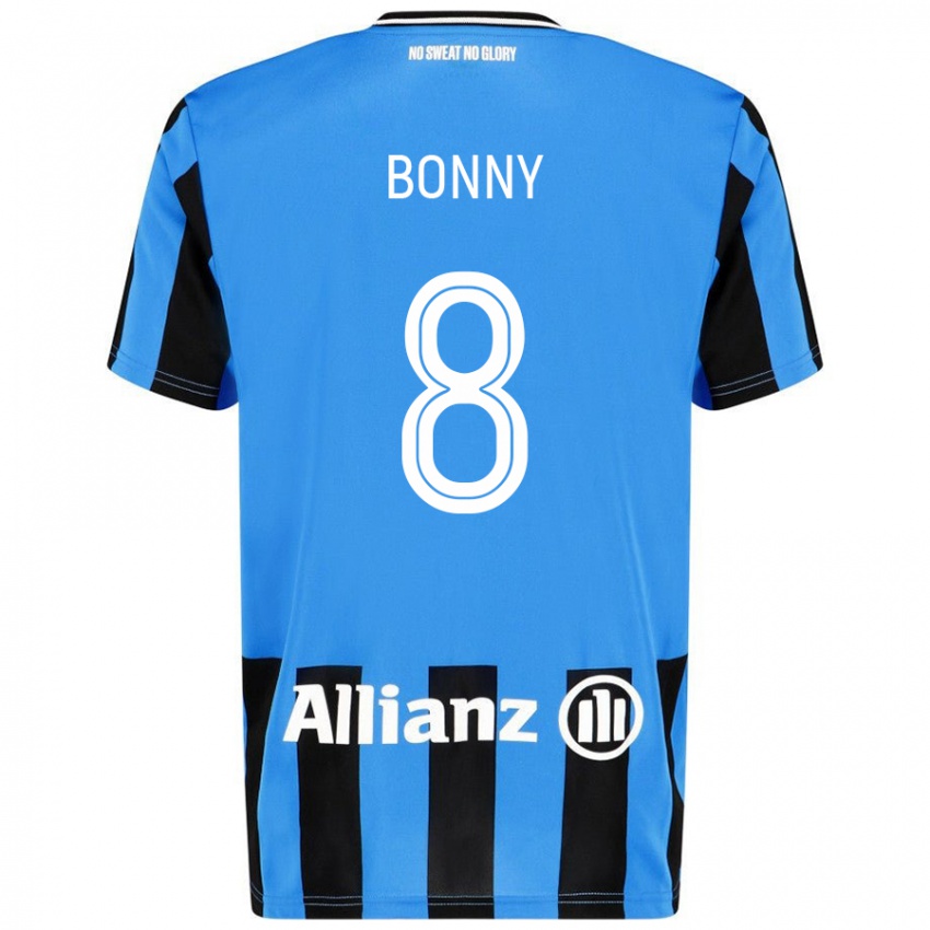 Niño Camiseta Chionne Bonny #8 Azul Cielo Negro 1ª Equipación 2024/25 La Camisa Chile