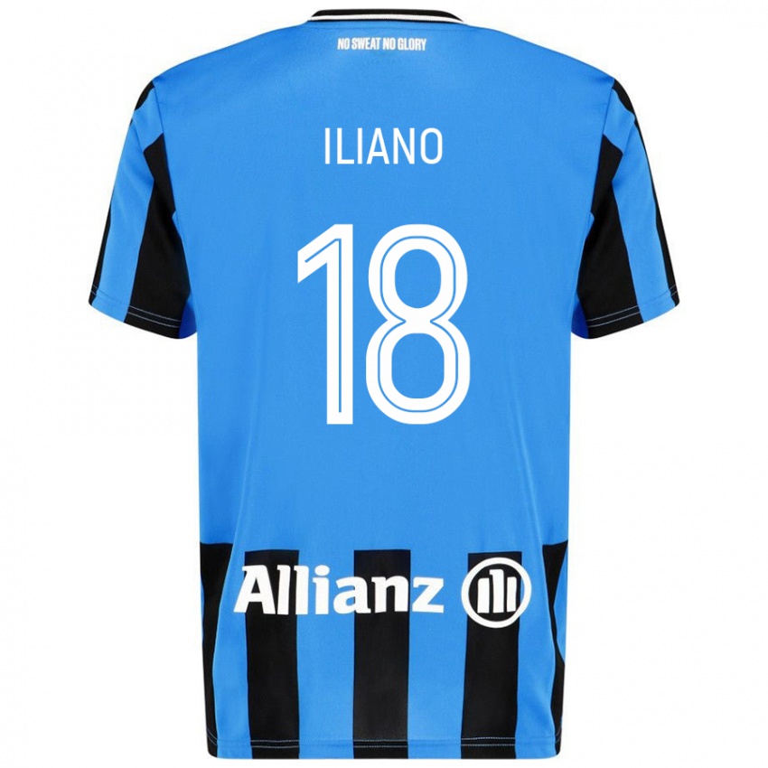 Niño Camiseta Isabelle Iliano #18 Azul Cielo Negro 1ª Equipación 2024/25 La Camisa Chile