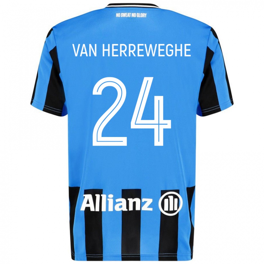 Niño Camiseta Febe Van Herreweghe #24 Azul Cielo Negro 1ª Equipación 2024/25 La Camisa Chile