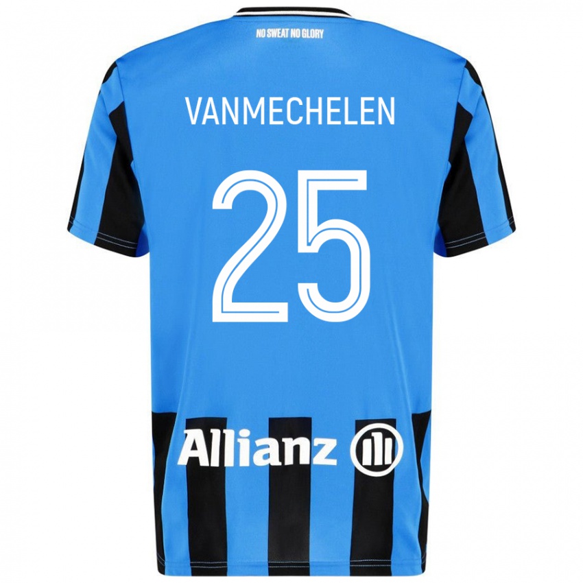 Niño Camiseta Davinia Vanmechelen #25 Azul Cielo Negro 1ª Equipación 2024/25 La Camisa Chile