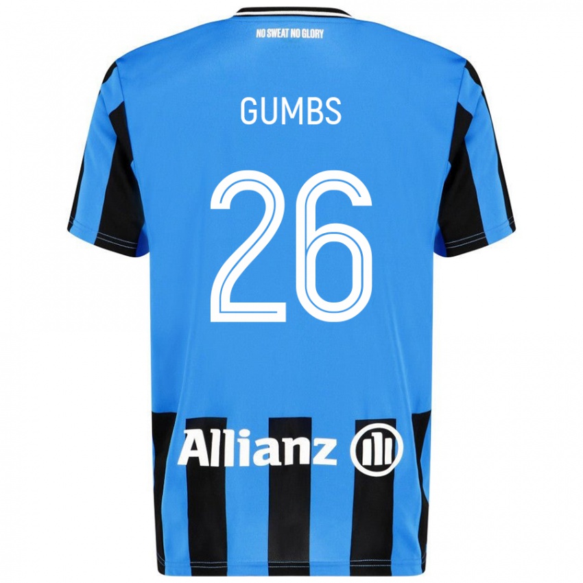 Niño Camiseta Aisse Gumbs #26 Azul Cielo Negro 1ª Equipación 2024/25 La Camisa Chile