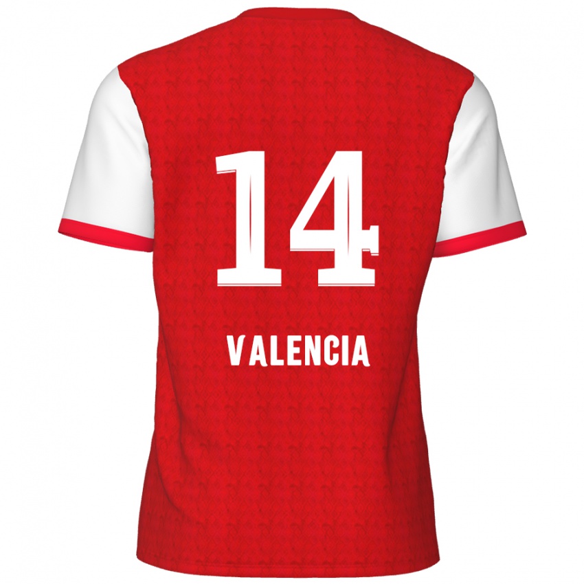 Niño Camiseta Anthony Valencia #14 Rojo Blanco 1ª Equipación 2024/25 La Camisa Chile