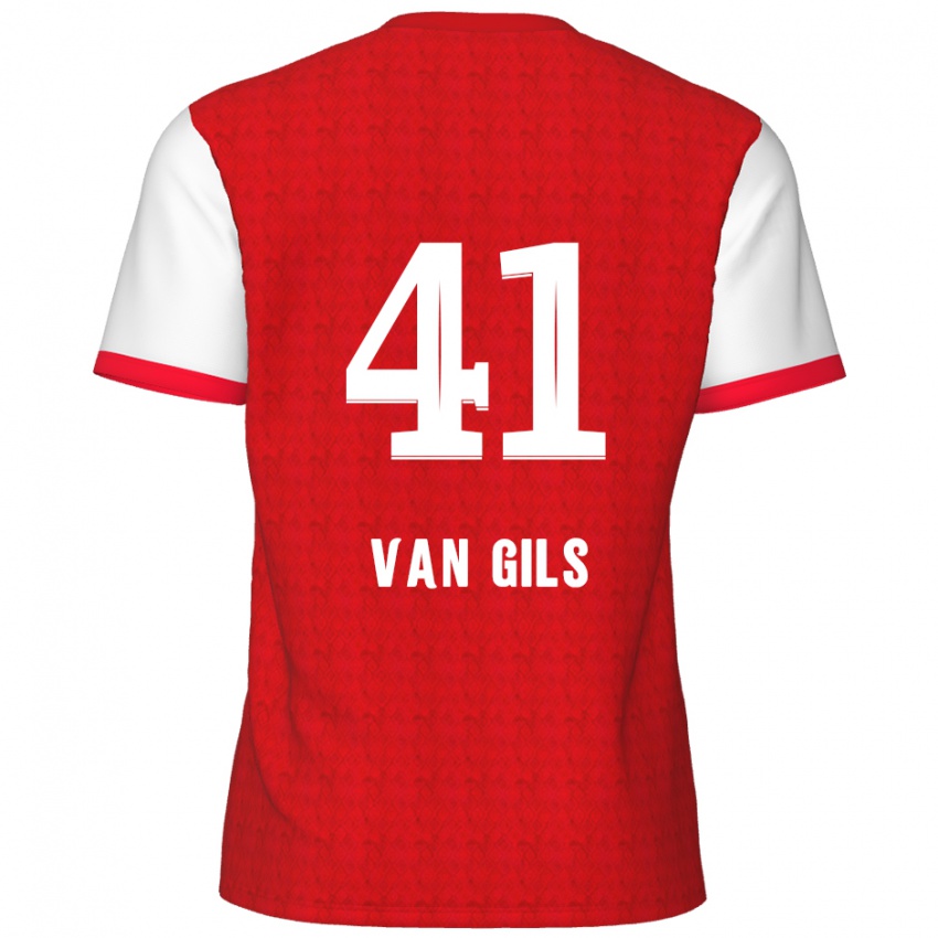 Niño Camiseta Mathis Van Gils #41 Rojo Blanco 1ª Equipación 2024/25 La Camisa Chile