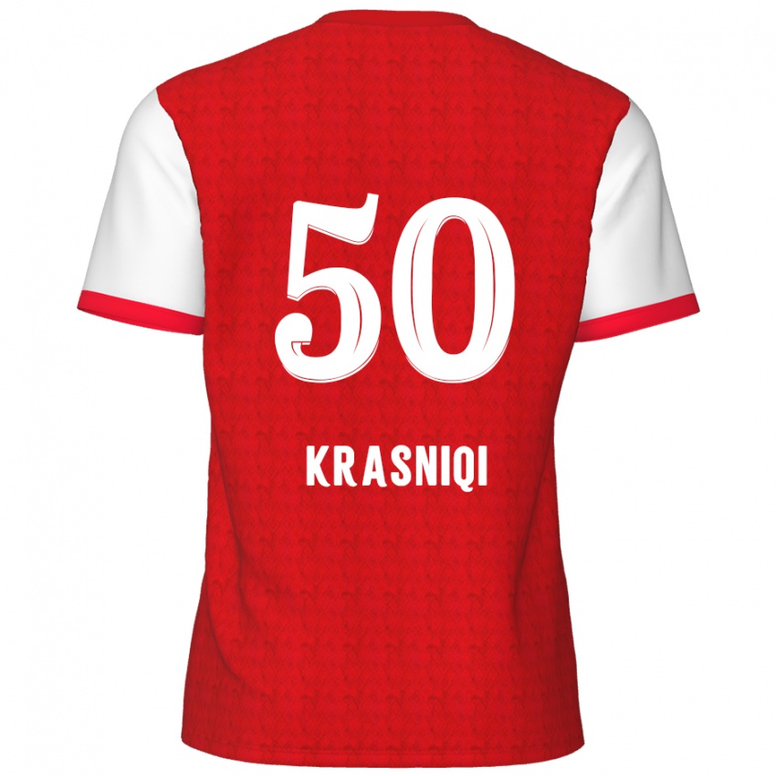 Niño Camiseta Laurit Krasniqi #50 Rojo Blanco 1ª Equipación 2024/25 La Camisa Chile