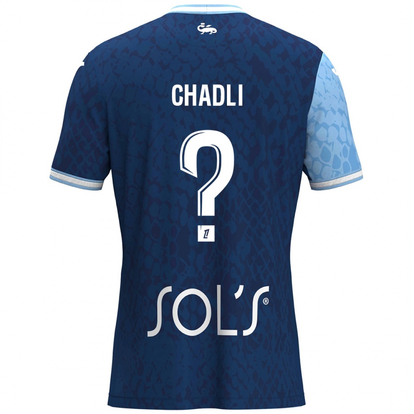 Niño Camiseta Nassim Chadli #0 Azul Cielo Azul Oscuro 1ª Equipación 2024/25 La Camisa Chile