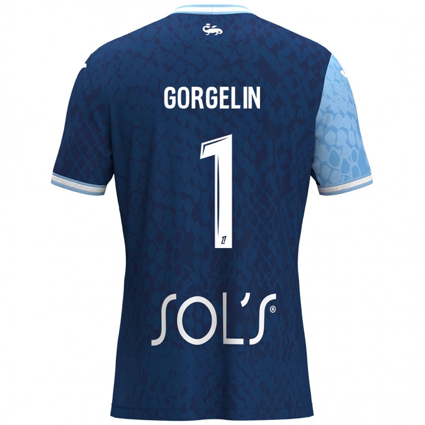 Niño Camiseta Mathieu Gorgelin #1 Azul Cielo Azul Oscuro 1ª Equipación 2024/25 La Camisa Chile