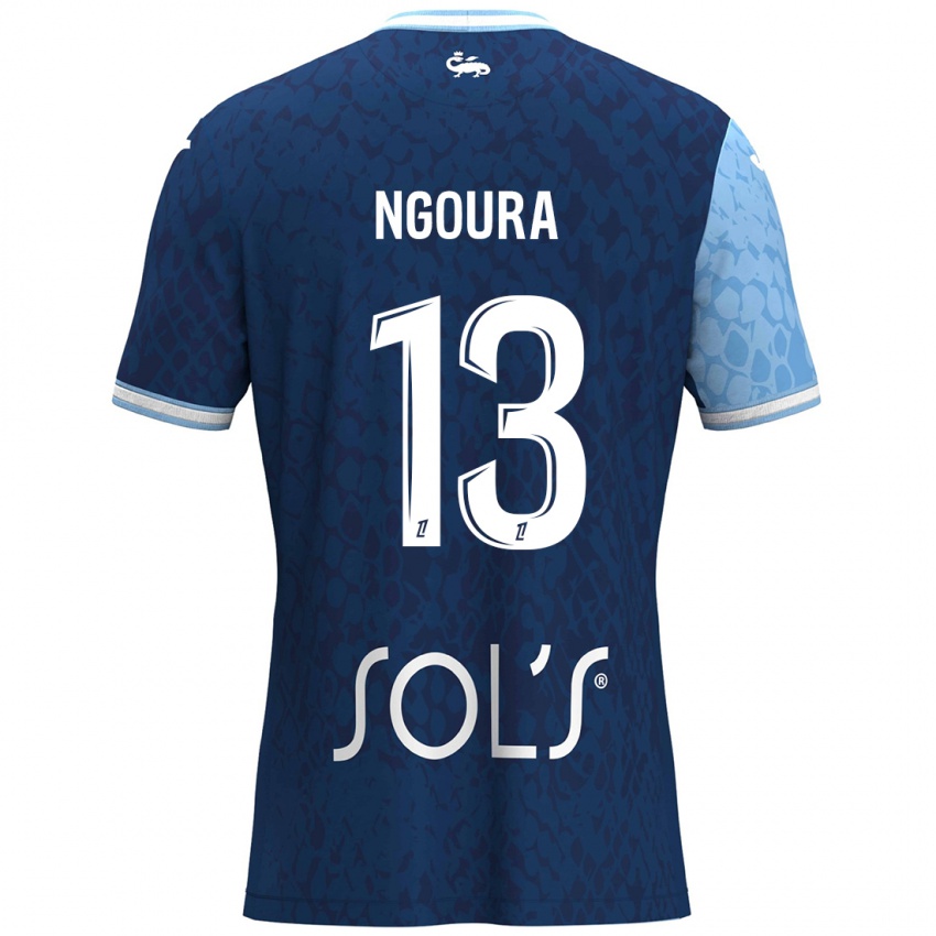 Niño Camiseta Steve Ngoura #13 Azul Cielo Azul Oscuro 1ª Equipación 2024/25 La Camisa Chile