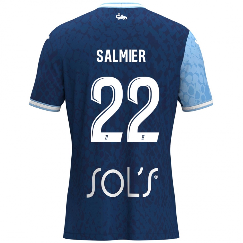 Niño Camiseta Yoann Salmier #22 Azul Cielo Azul Oscuro 1ª Equipación 2024/25 La Camisa Chile